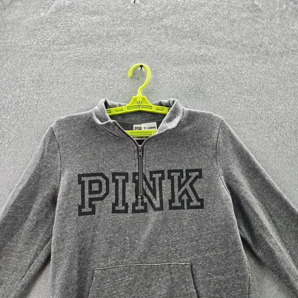 Victoria's Secret‎ PINK Women Sweatshirt M Gray Logo Long Sleeve